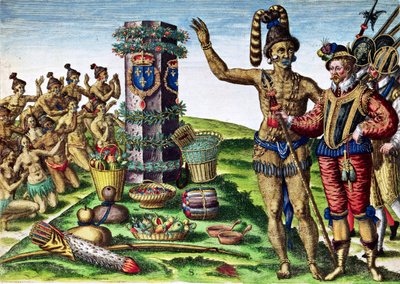 René Goulaine de Laudonnière e il capo Athore davanti alla colonna di Ribault, da 